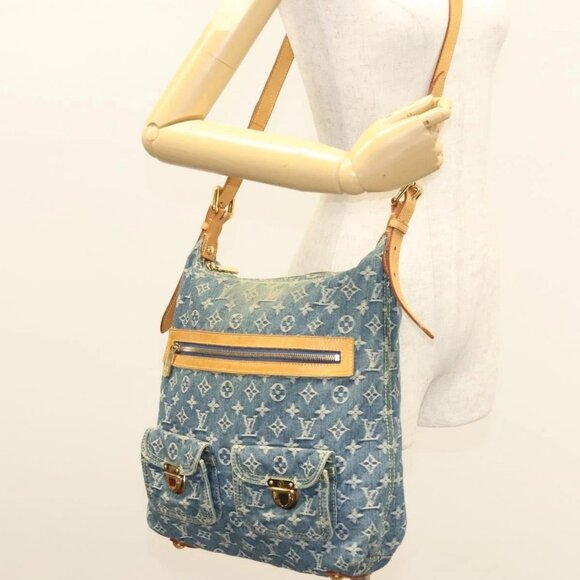 LOUIS VUITTON Monogram Denim Buggy GM Shoulder Bag Blue - Picture 14 of 16